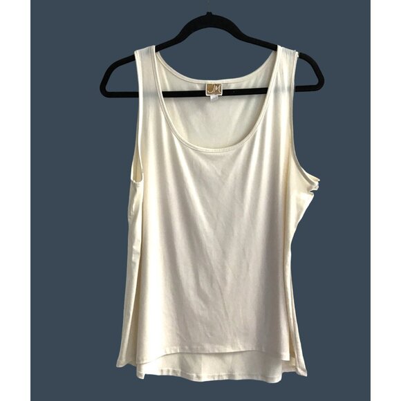 JM COLLECTION- WOMENS WHITE TANK CAMI TOP SIZE LARGE - Picture 1 of 6